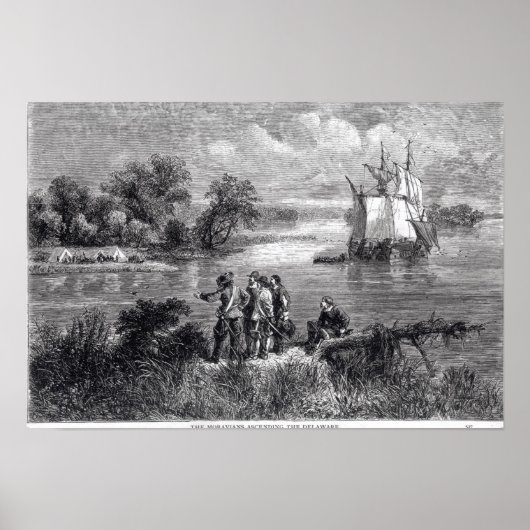 De Moravianen die de Delaware overstijgen Poster (Voorkant)