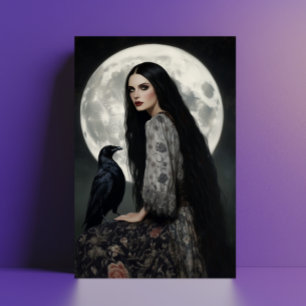 De Morrigan Godin met Raven Donkere Gotische Kunst Briefkaart