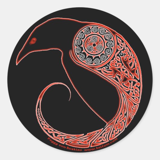 De Morrigan Keltische Raven Stickers, zwart Ronde Sticker (Voorkant)