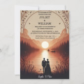 De Mountain Lakeside Forest Outdoor Lake Wedding Kaart (Voorkant)