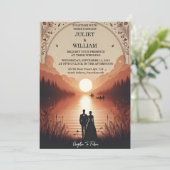 De Mountain Lakeside Forest Outdoor Lake Wedding Kaart (Staand voorkant)