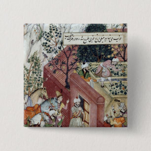 De mughal keizer Babur Vierkante Button 5,1 Cm