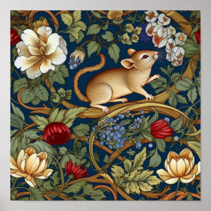 De muis en bloemen Art nouveau Poster