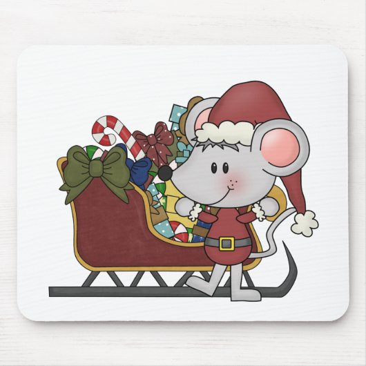 De Muis van de kerstman met Slee Muismat (Voorkant)