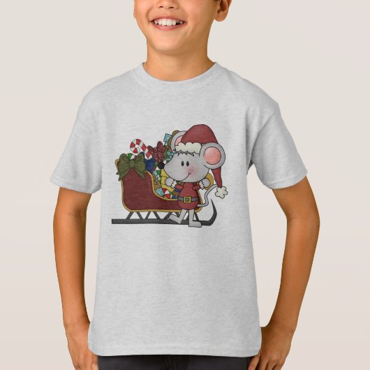De Muis van de kerstman met Slee T-shirt (Voorkant)