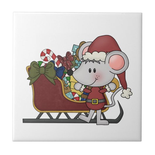 De Muis van de kerstman met Slee Tegeltje (Voorkant)
