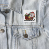 De Muis van de kerstman met Slee Vierkante Button 5,1 Cm (In situ)