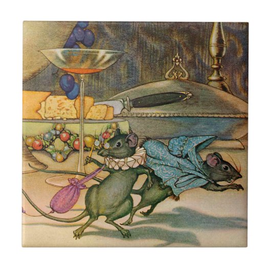 De muis van de stad en de landmuis tegeltje (Voorkant)