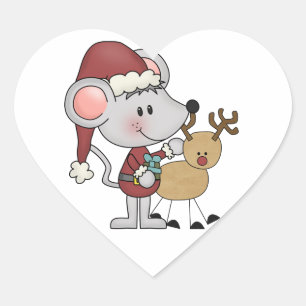 De Muis van Kerstmis en Hart Sticker