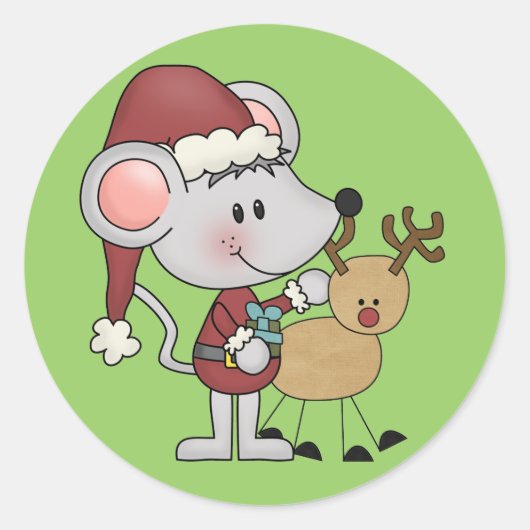 De Muis van Kerstmis en Ronde Sticker (Voorkant)