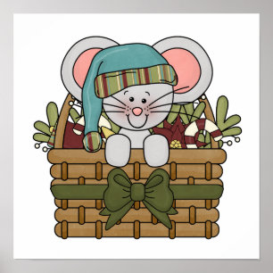 De Muis van Kerstmis in Mand Poster