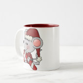 De Muis van Kerstmis met het Riet van het Snoep Tweekleurige Koffiemok (Voorkant links)