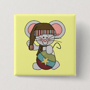 De Muis van Kerstmis met Ornament Vierkante Button 5,1 Cm