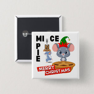 De muizen die de letter N uit een gehakttaart hebb Vierkante Button 5,1 Cm