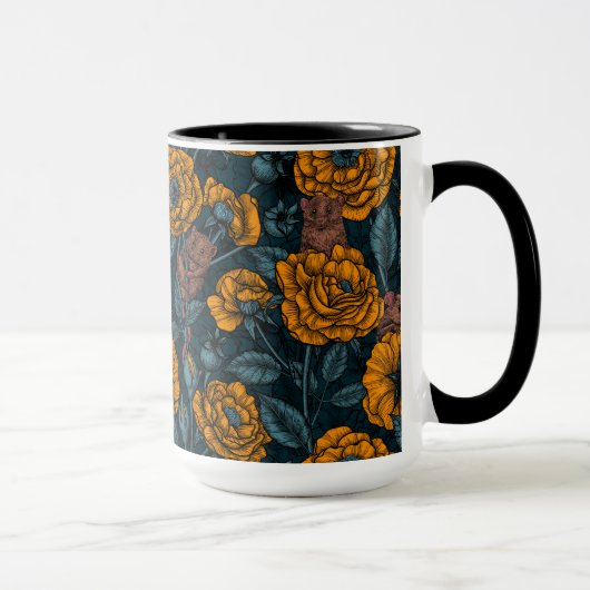 De muizenpartij in het oranje en blauw mok (Rechts)