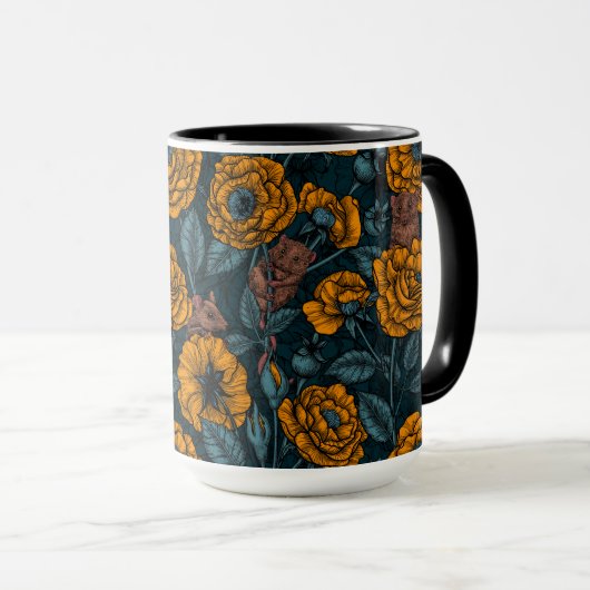 De muizenpartij in het oranje en blauw mok (Voorkant rechts)