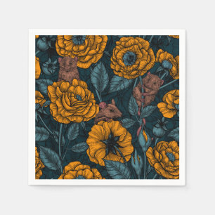 De muizenpartij in het oranje en blauw servet