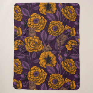 De muizenpartij in oranje en violet sherpa deken