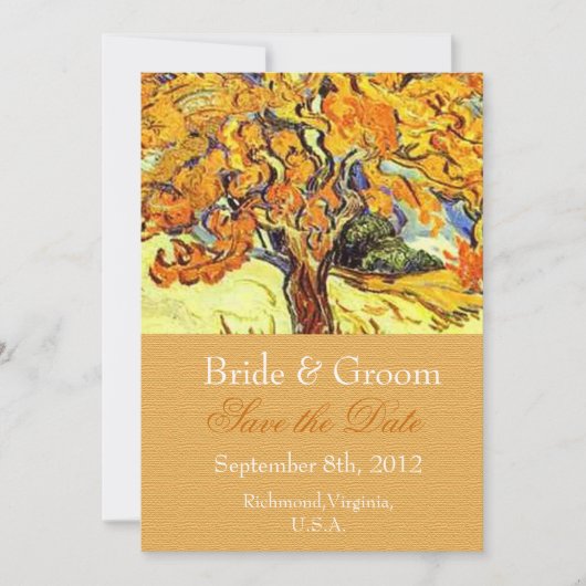 De Mulberry Boom bewaart de datumuitnodigingen. Save The Date (Voorkant)