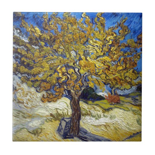 De Mulberry Boom, Vincent van Gogh. Vintage Tegeltje (Voorkant)