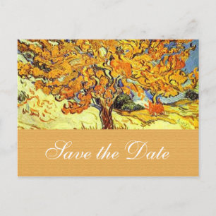 De Mulberry Tree save the date ansichtkaarten. Vin Aankondigingskaart