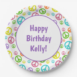 De multi Tekens van de Vrede van de Kleur Papieren Bordje