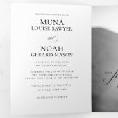 De Muna | Zwart & Wit Trifold Bruiloft Uitnodigen Drieluik Kaart (Binnenzijde eerst)