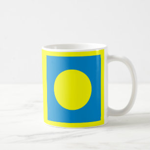 De museumkunstenaarsserie CyanHexacromecSqCircleTr Koffiemok