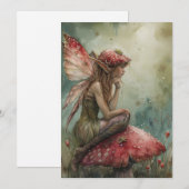 De Mushroom Fairy Waterverf Feestdagenkaart (Voorkant / Achterkant)