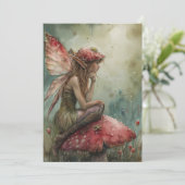 De Mushroom Fairy Waterverf Feestdagenkaart (Staand voorkant)