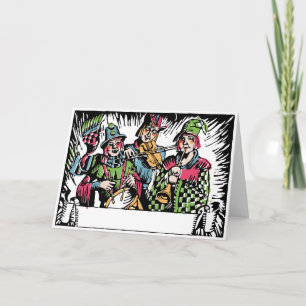 De Musicus Carolers van de Straat van de Houtdruk Feestdagen Kaart