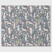 De muskale kerstvakantie cadeaupapier (Vlak)