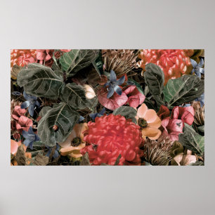 De muurschildering aan de muur. Bloemen en planten Poster