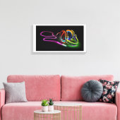 De muziek Bright Neon Hoofdtelefoon Canvas Afdruk (Insitu (Woonkamer))
