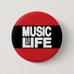 De muziek is Mijn Rood van het Leven Ronde Button 5,7 Cm