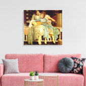 De muziekles van Frederic Leighton Canvas Afdruk (Insitu (Woonkamer))