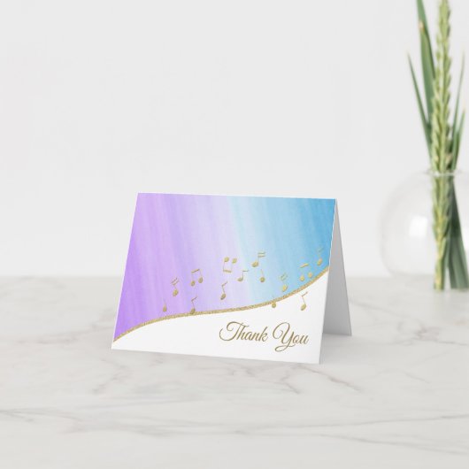 De muzieknoten danken u bedankkaart (Voorkant)