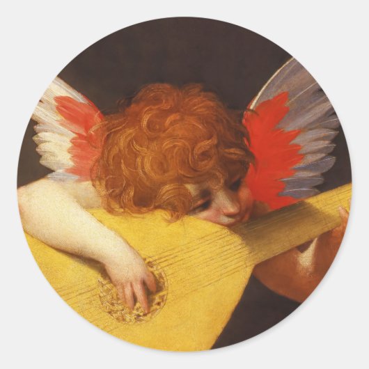 De muzikale engel van het kerstfeest ronde sticker (Voorkant)