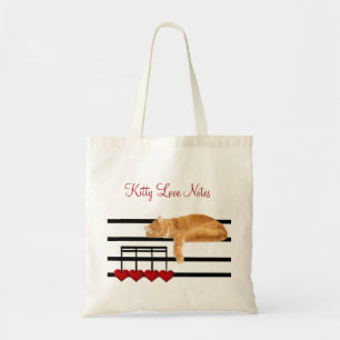 De muzikale kat van het liefdekat tote bag