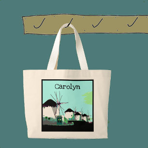 De Mykonos Windmills, Cycladen, Griekenland Jouw n Grote Tote Bag
