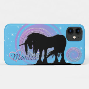 De Mystical Black Unicorn (Paarse/Lt Blue Moon) iPhone 11 Hoesje