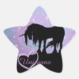 De Mystical Black Unicorn (Pastel Swirl) Ster Sticker