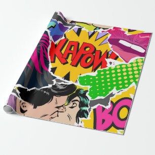 De naadloze stijl van de kunststrips van de patroo cadeaupapier