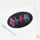 De naam Alan in Lights Ovale Sticker (Envelop)