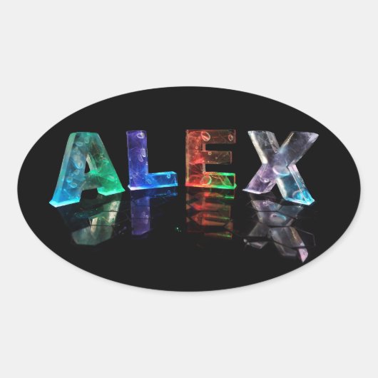 De naam Alex in Lights Ovale Sticker (Voorkant)