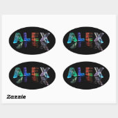 De naam Alex in Lights Ovale Sticker (Vel)