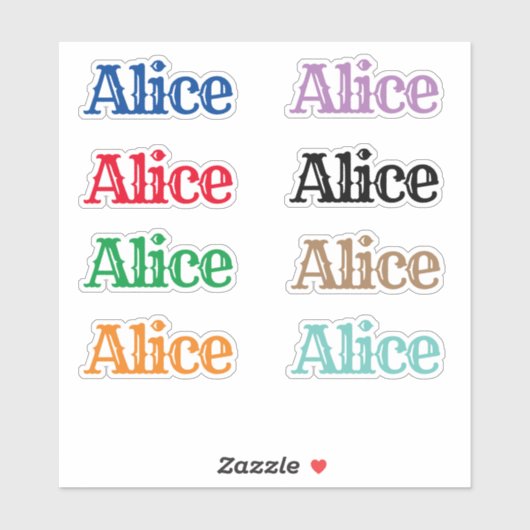 De naam Alice Sticker (Vel)
