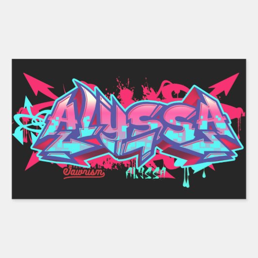De naam Alyssa in graffiti-rechthoek Stickers (Voorkant)