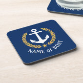 De naam Anchor Gold Laurel Star Navy Bier Onderzetter (Linkerzijde)