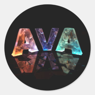 De naam Ava in 3D lichten Ronde Sticker